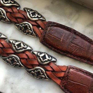 Brighton Vintage Leather and Silver Belt